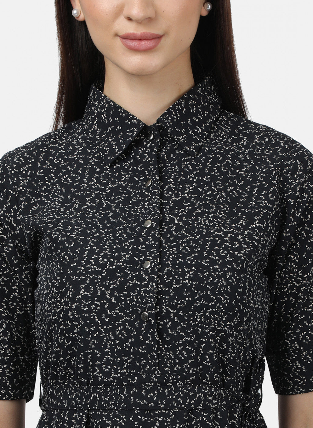 Womens Black Printed Dress