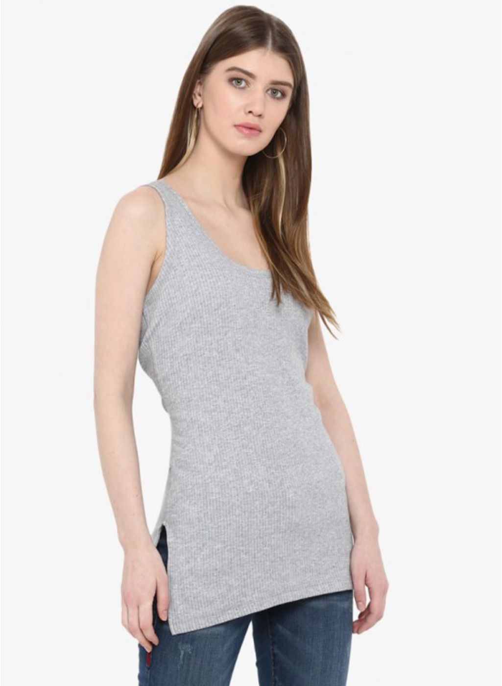 Women Grey Solid Thermal Vest