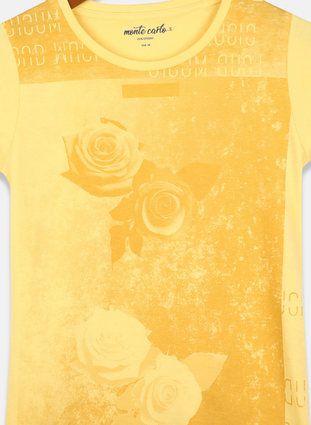 Girls Peach & Yellow Printed Top 2 Pc