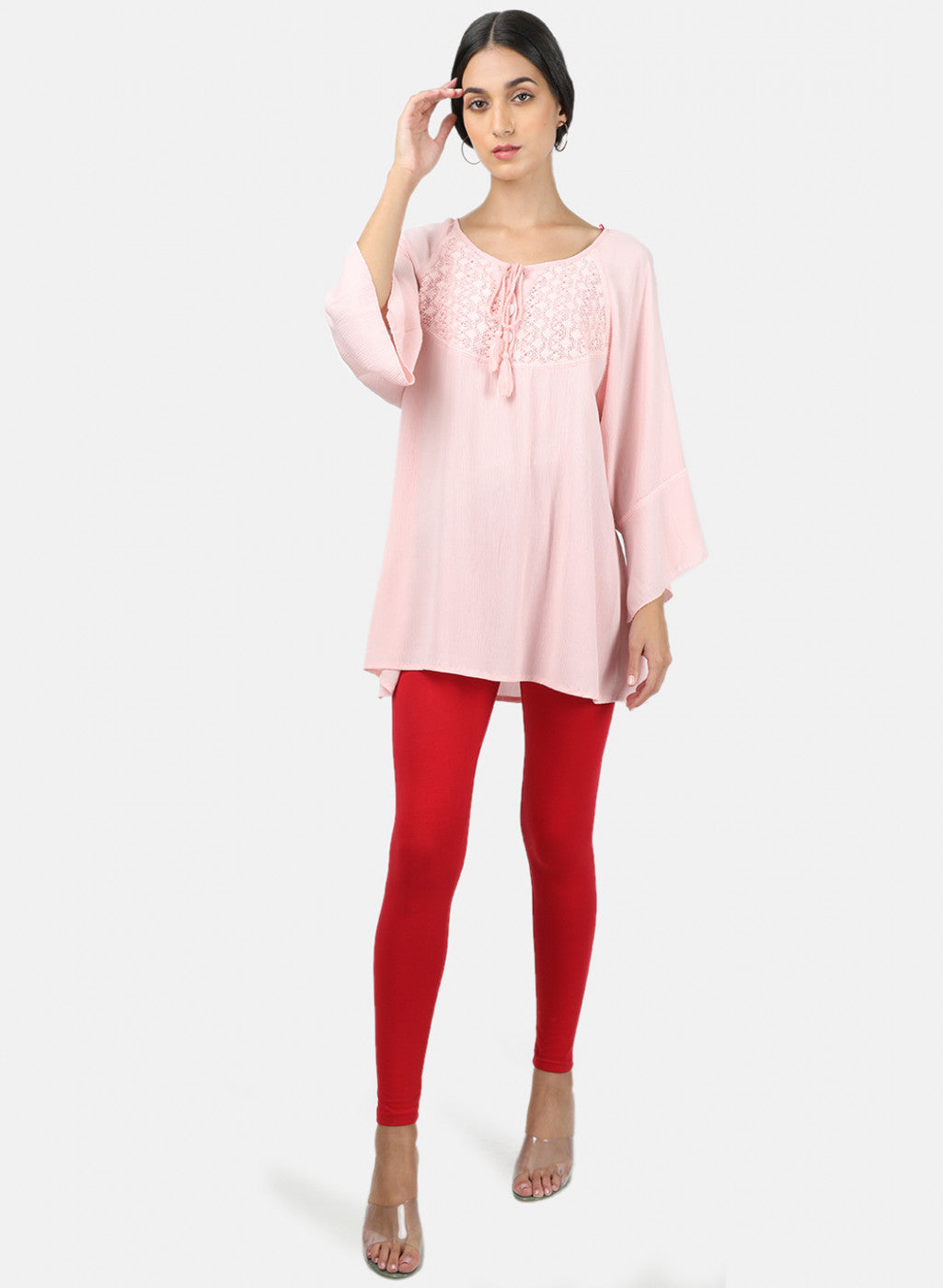 Womens Red Plain Legging