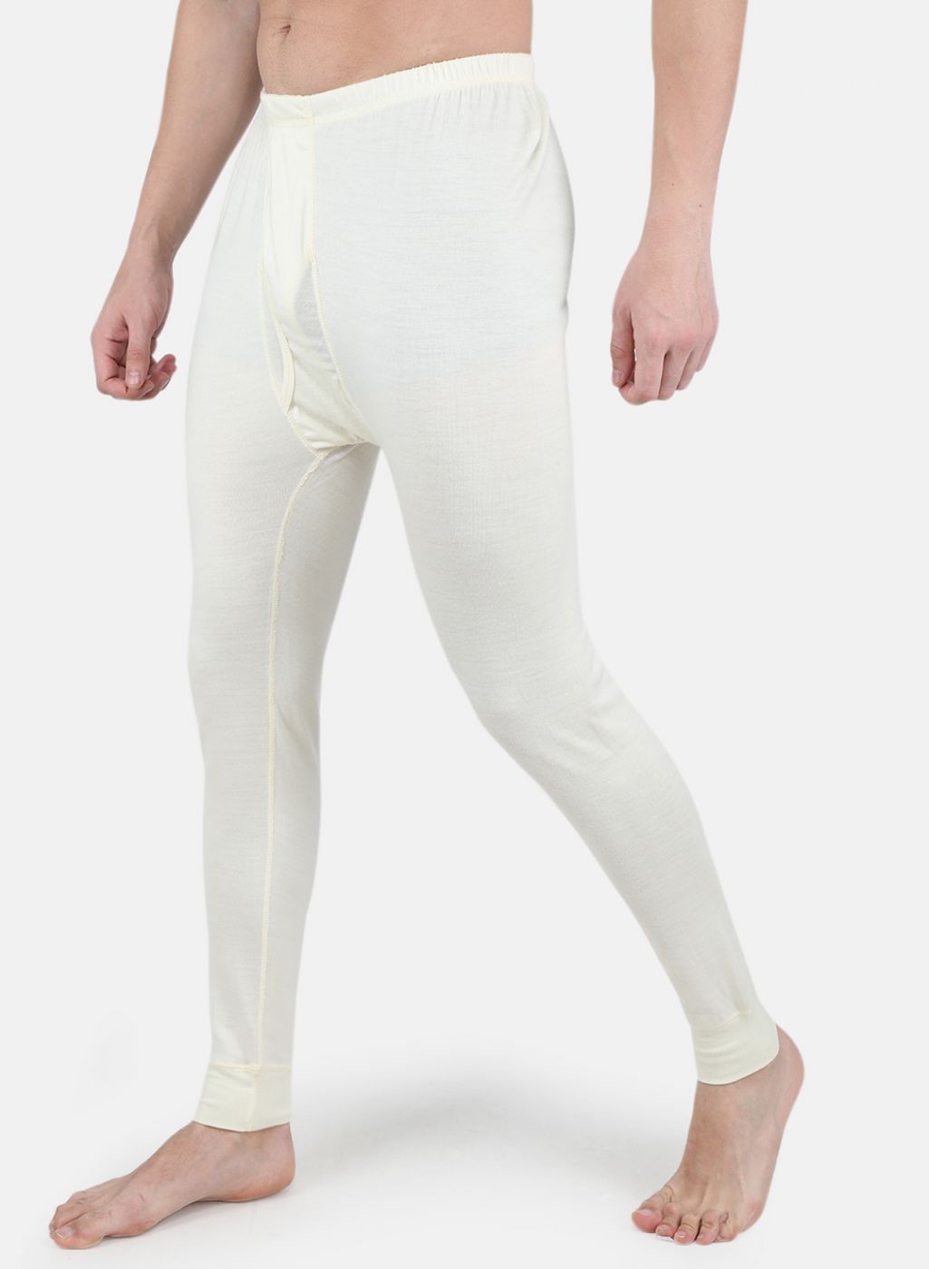 Men Cream Solid Thermal Lower