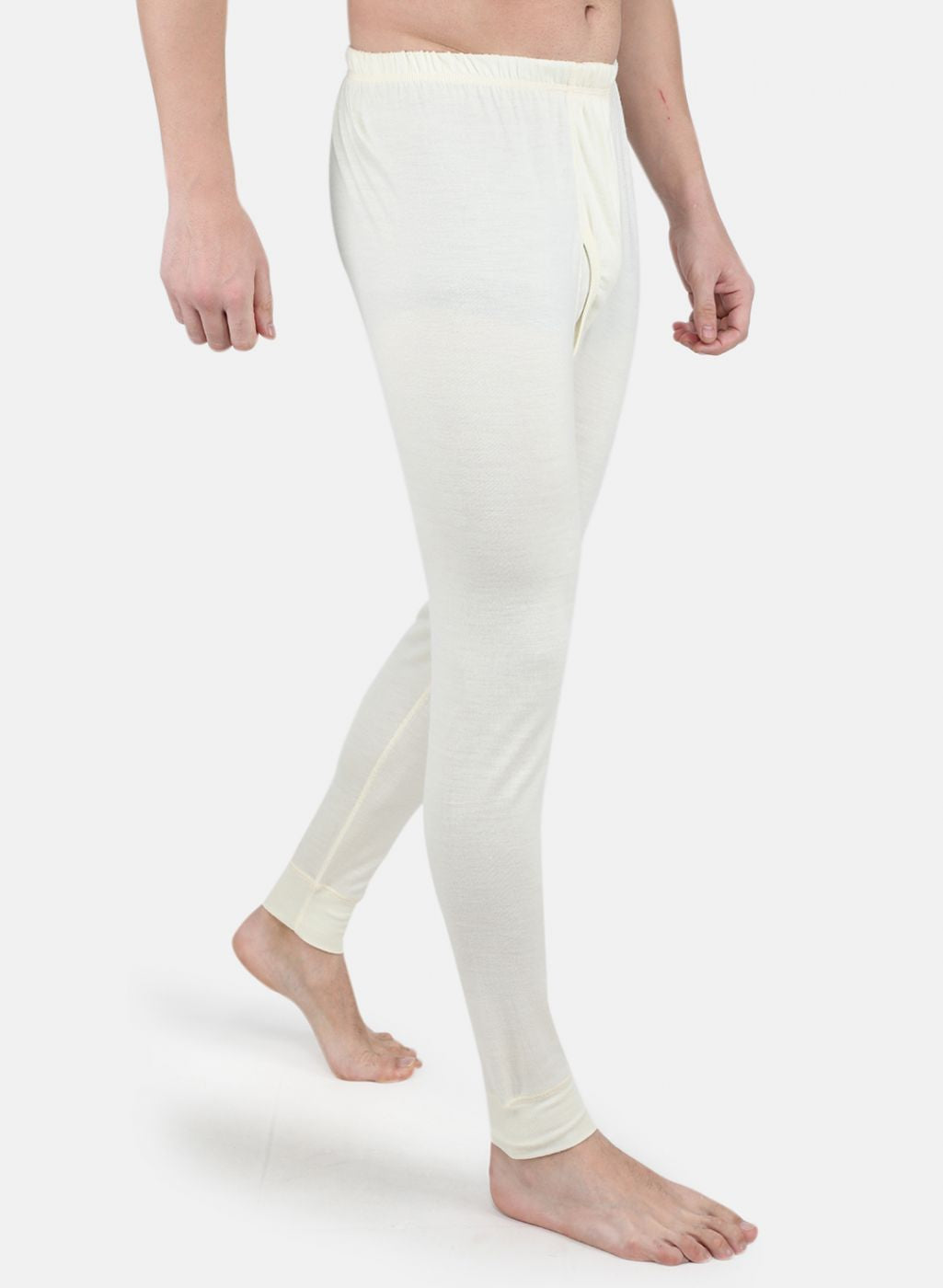 Men Cream Solid Thermal Lower