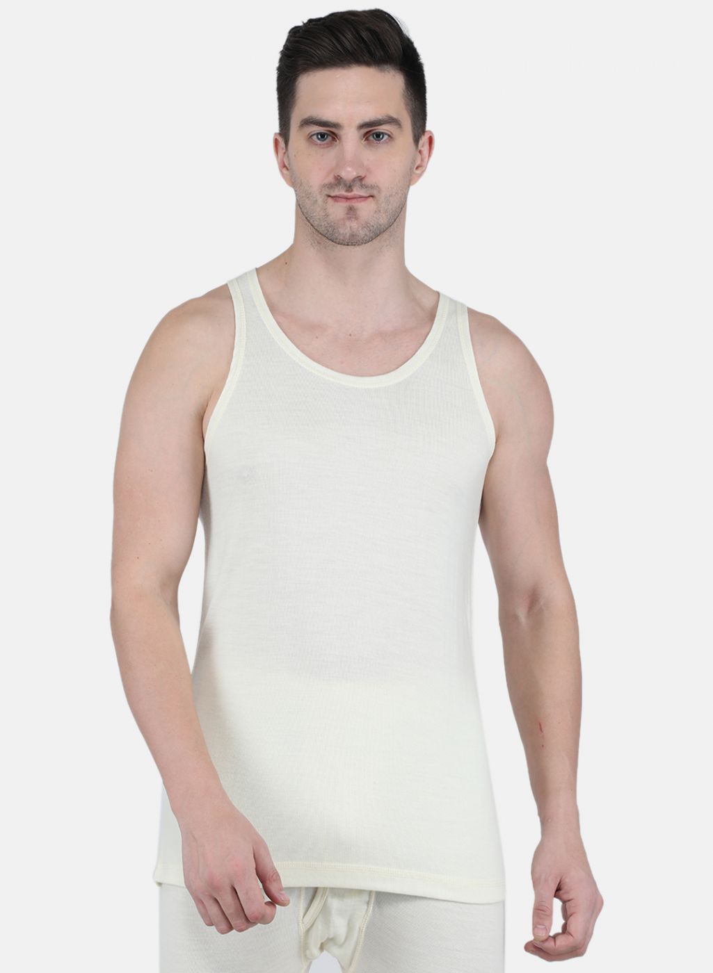 Buy Men Cream Solid Thermal Vest Online in India Monte Carlo