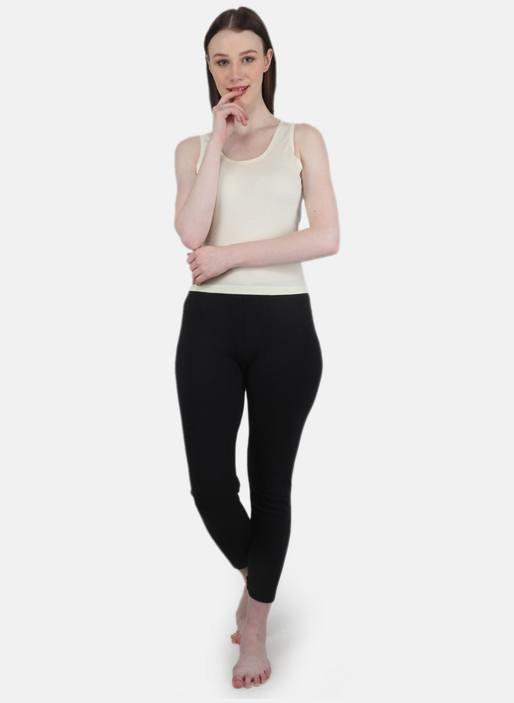 Women Cream Solid Thermal Blouse