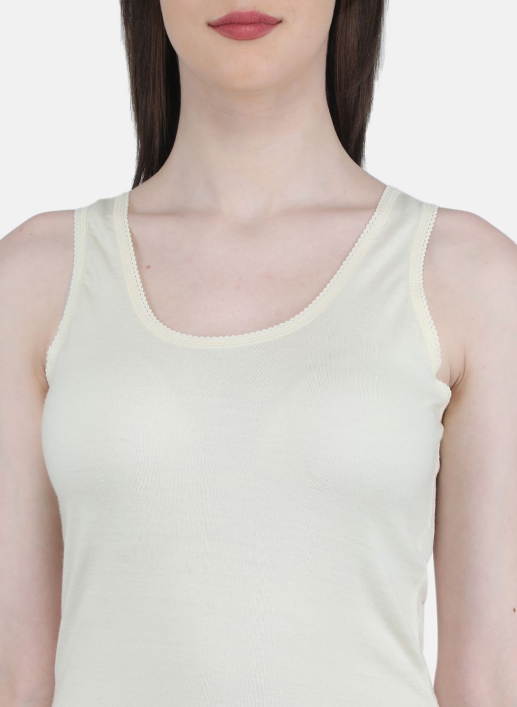 Women Cream Solid Thermal Blouse