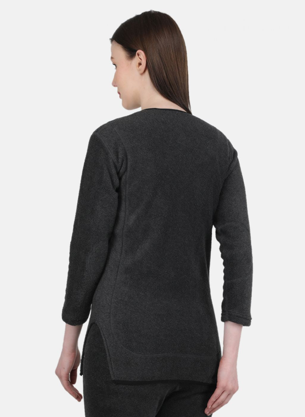 Women Grey Self Design Thermal Vest