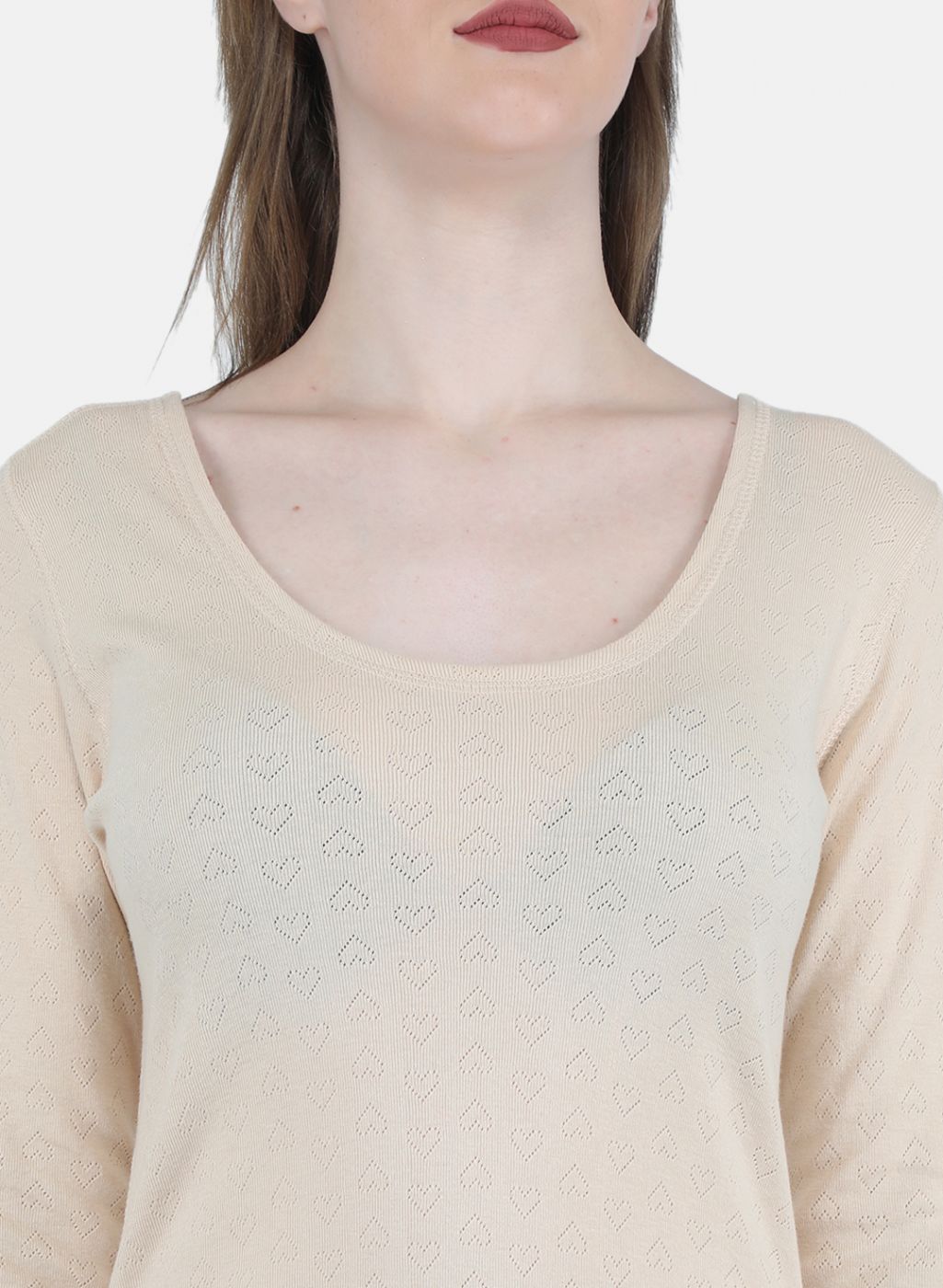 Women Beige Solid Thermal Vest