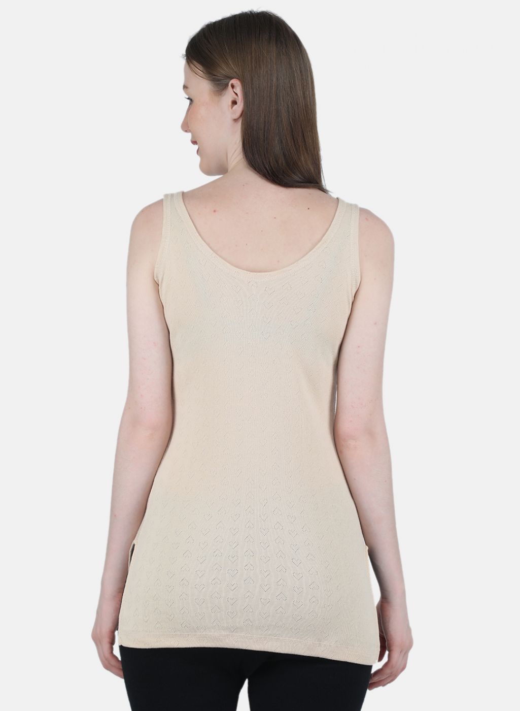 Women Beige Solid Thermal Vest