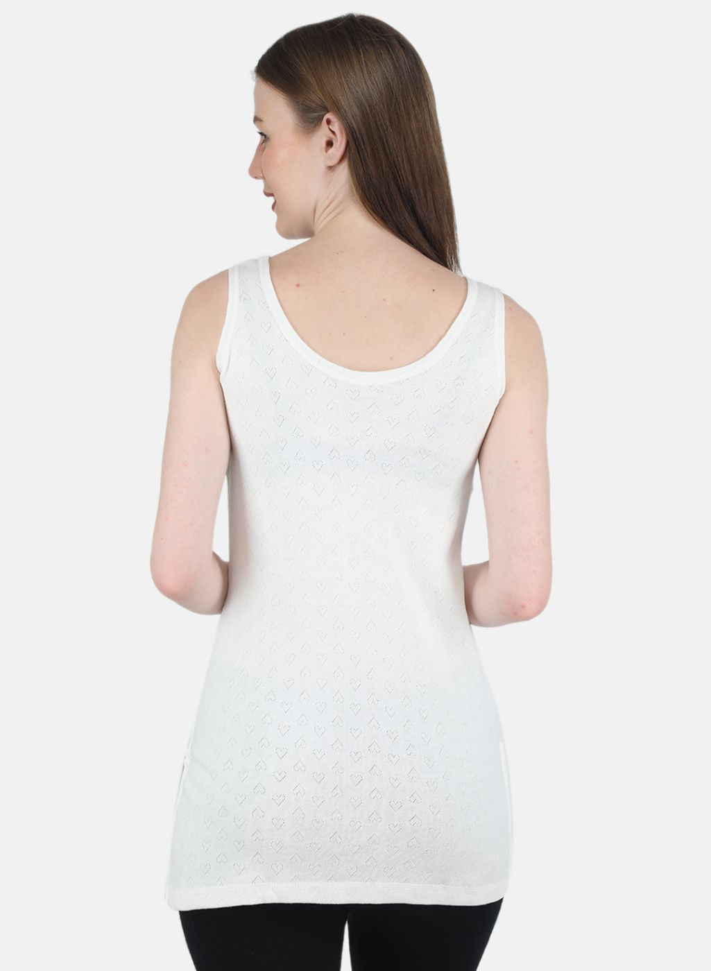 Women Off White Solid Thermal Vest