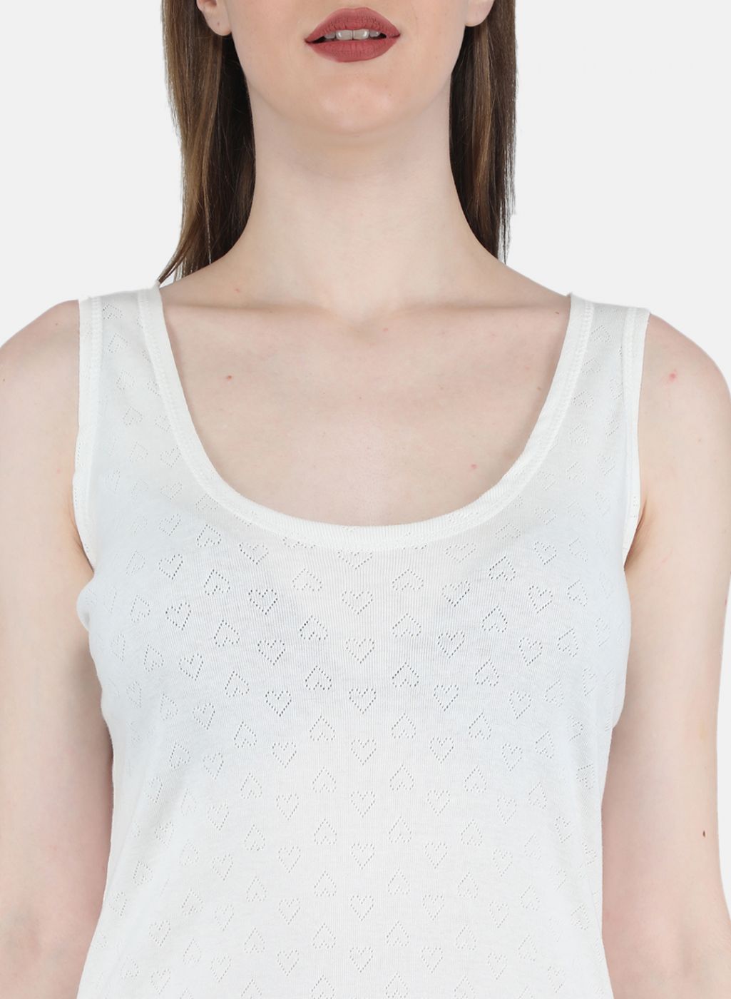 Women Off White Solid Thermal Vest