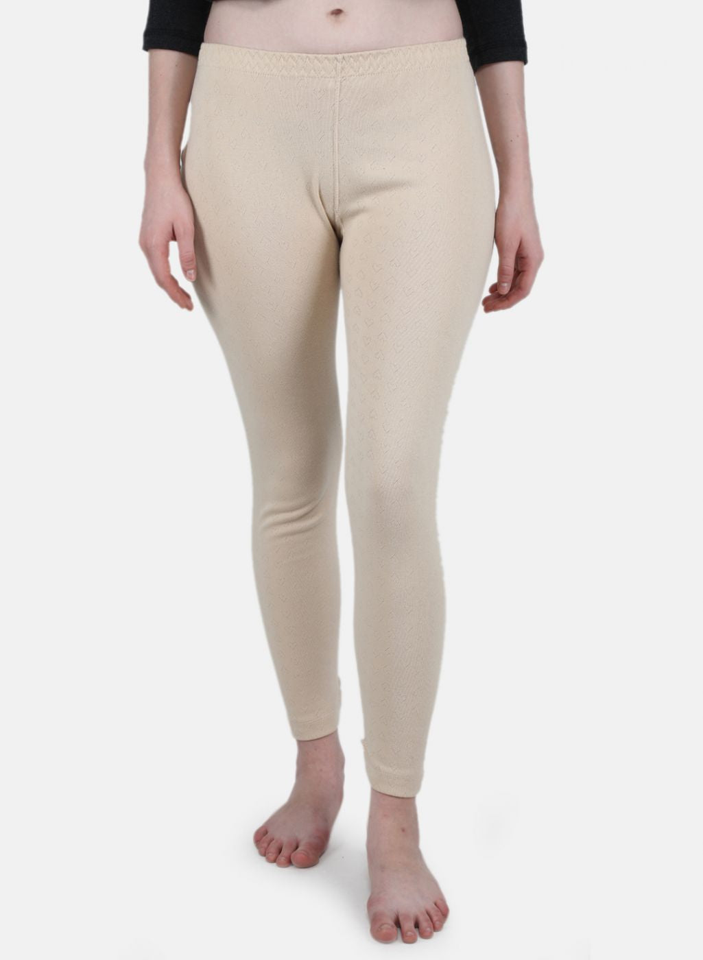 Women Beige Solid Thermal Lower
