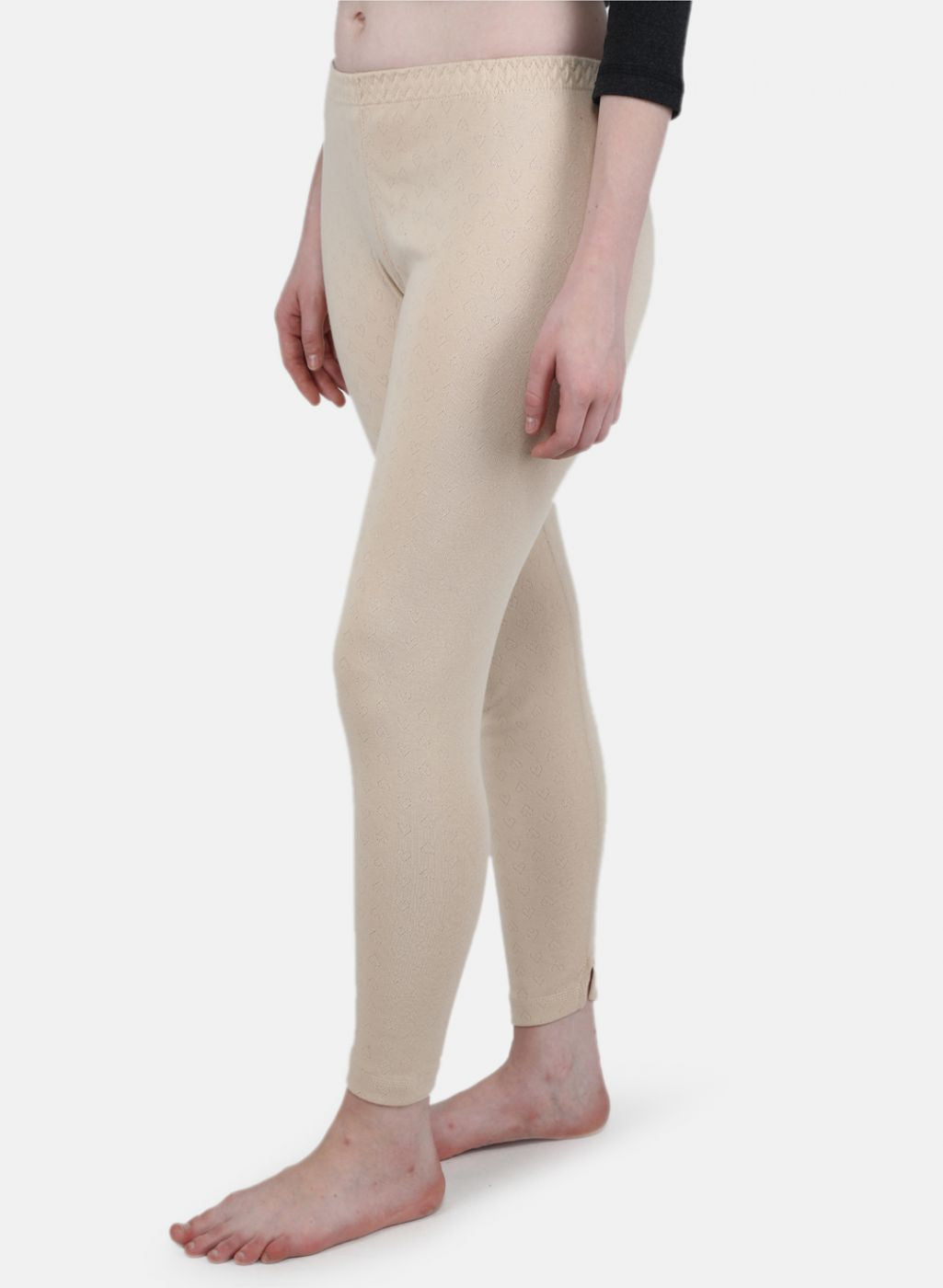 Women Beige Solid Thermal Lower