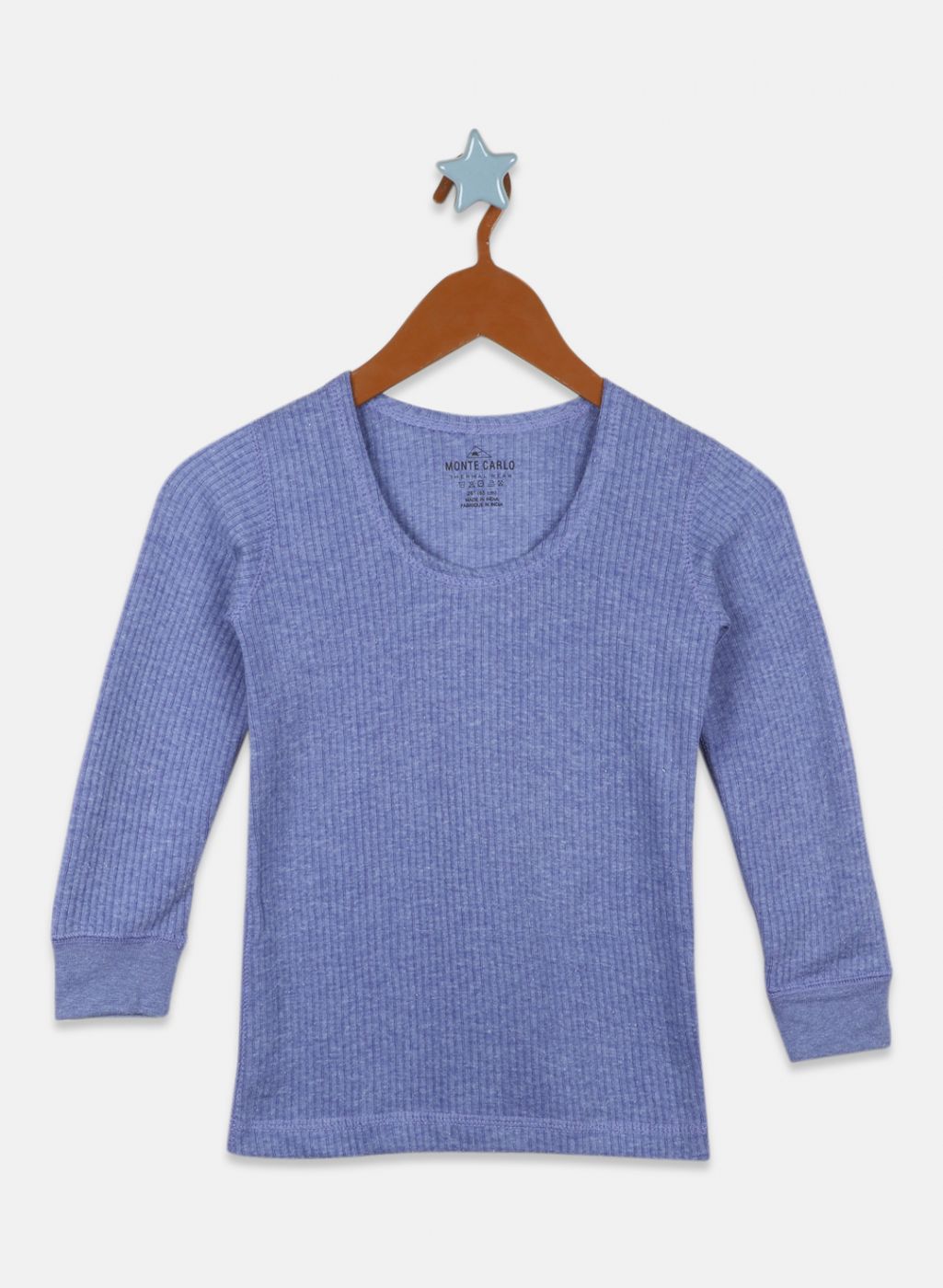 Boys Blue Solid Thermal Vest