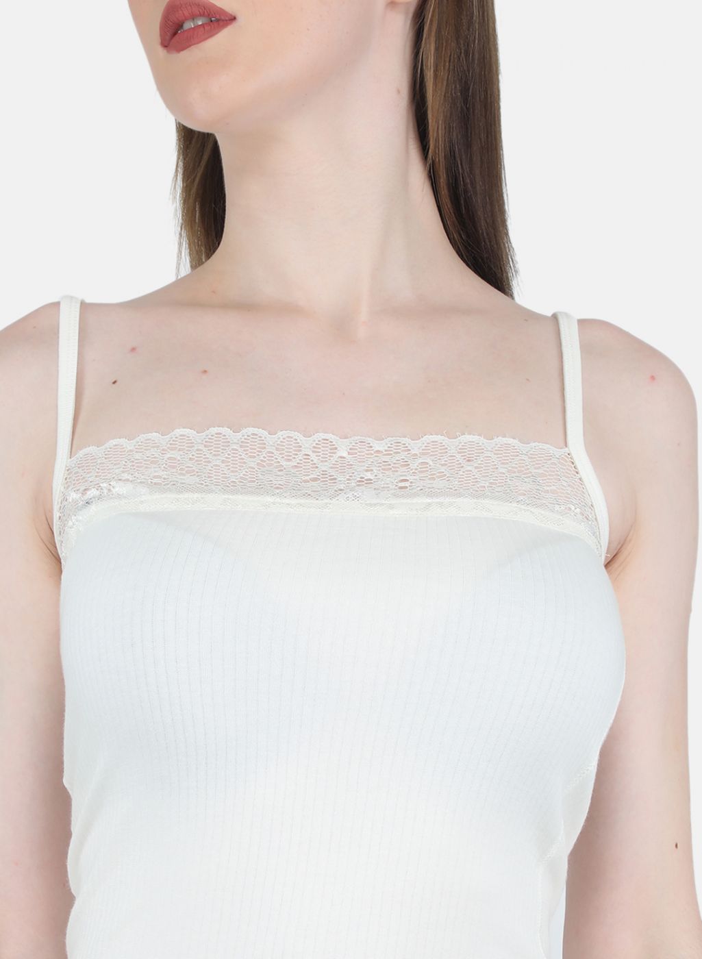 Women Off White Solid Thermal Camisole