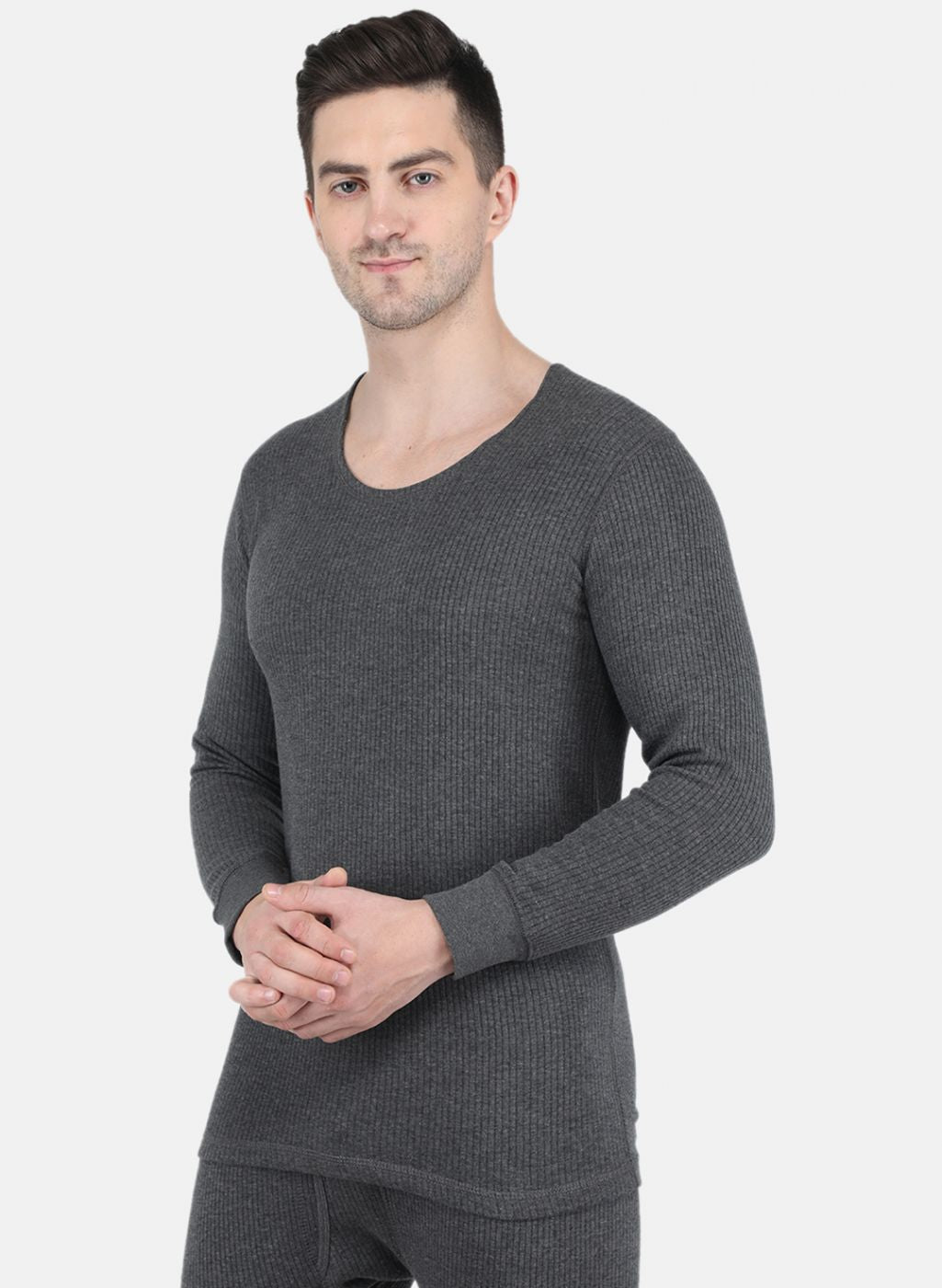 Men Grey Solid Thermal Vest