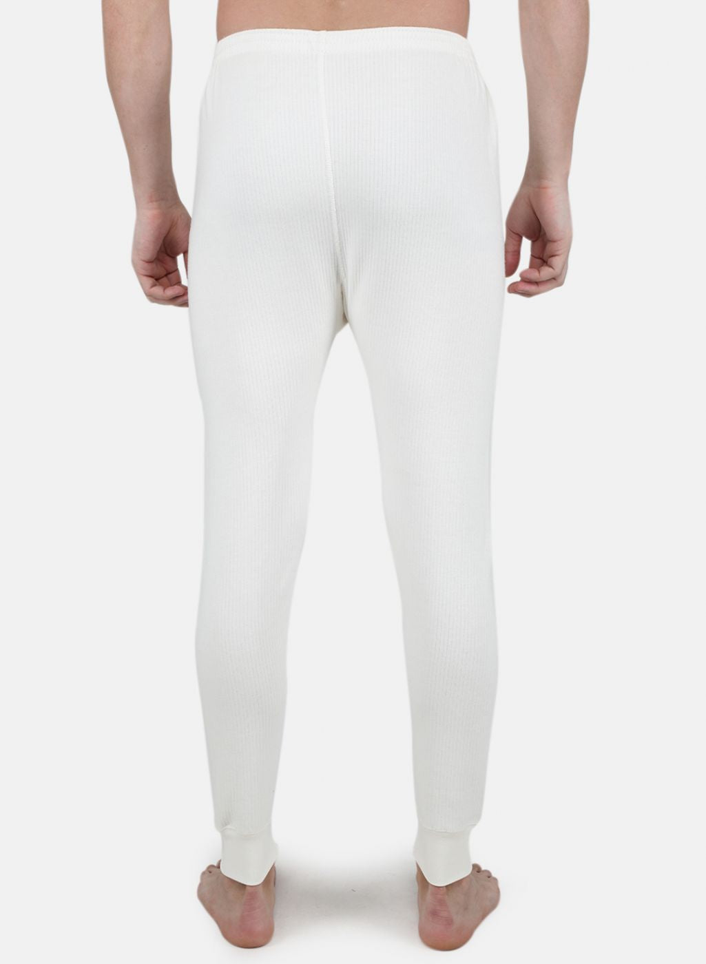 Men Off White Solid Thermal Lower