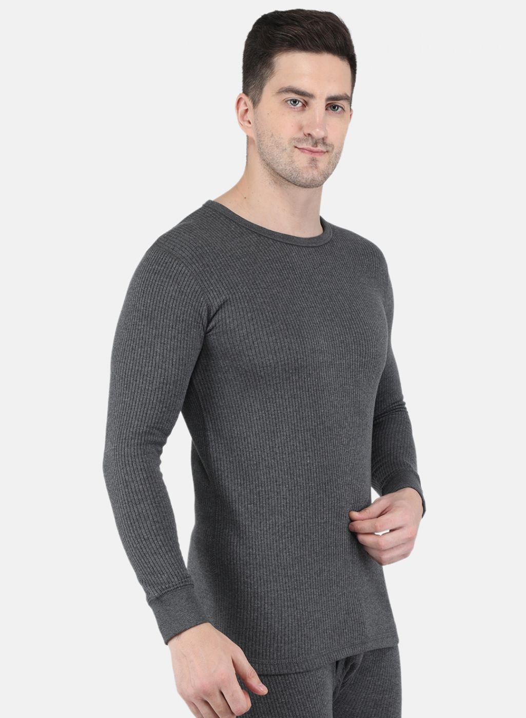 Men Grey Solid Thermal Vest