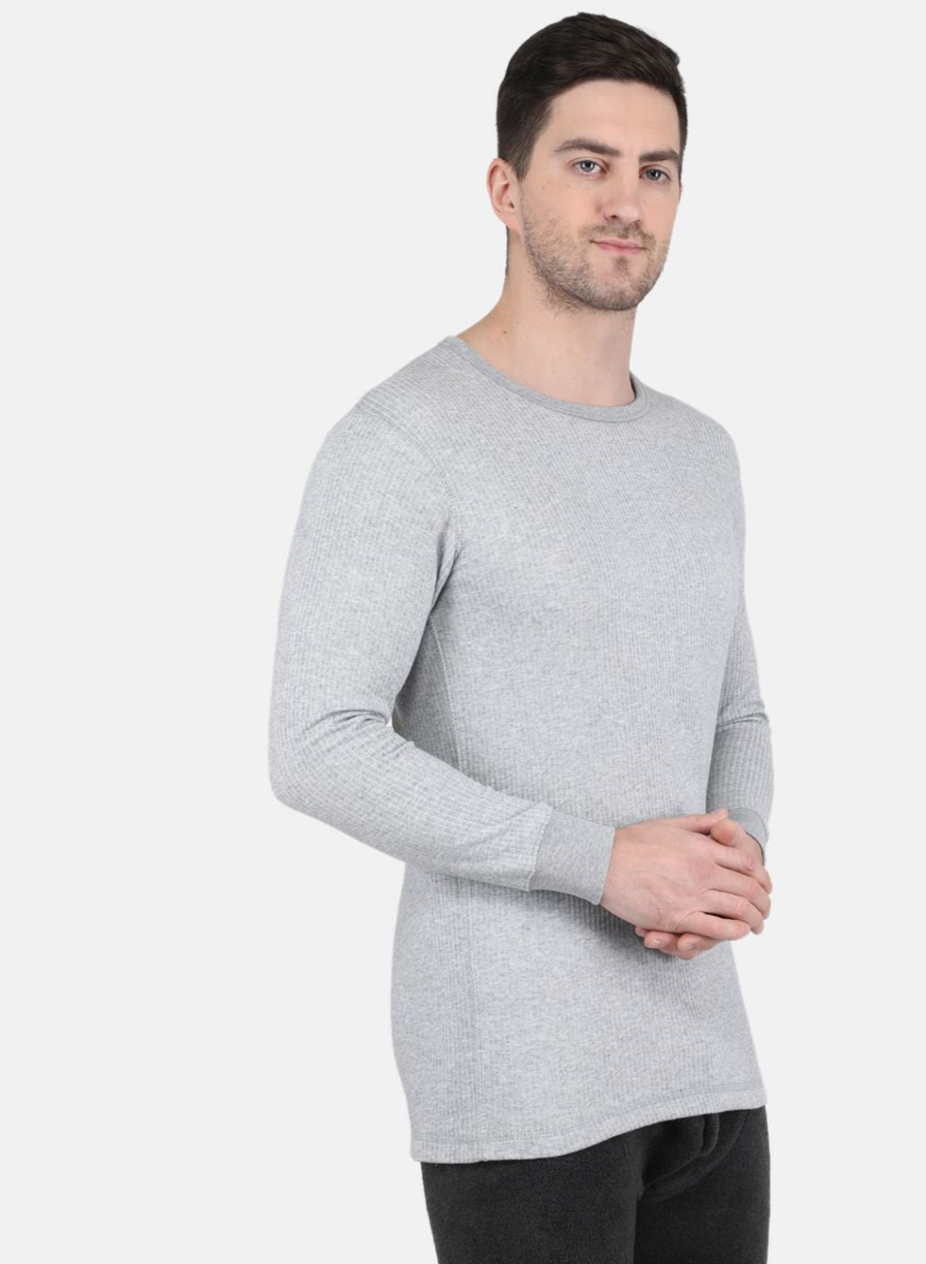 Men Grey Solid Thermal Vest