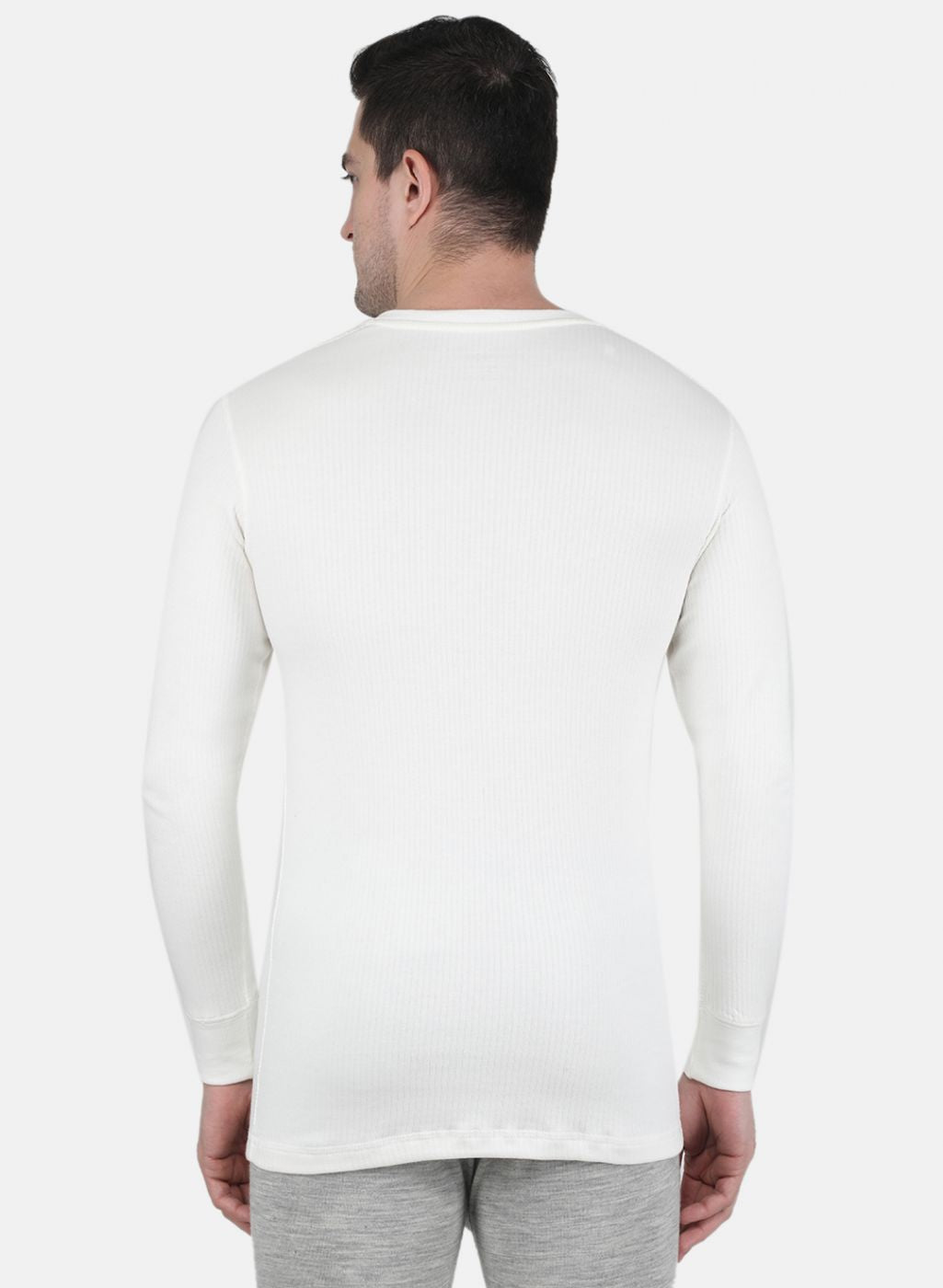 Men Off White Solid Thermal Vest