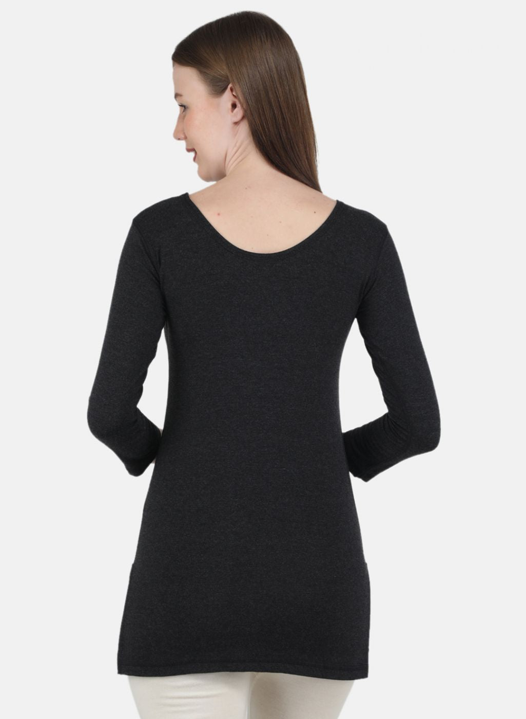 Women Dark Grey Solid Thermal Vest