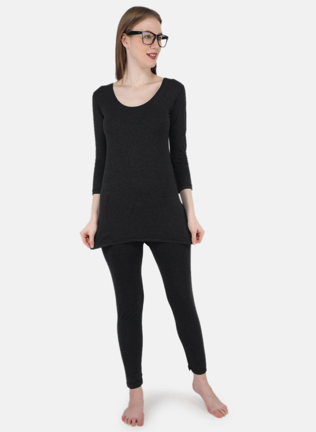 Women Dark Grey Solid Thermal Lower