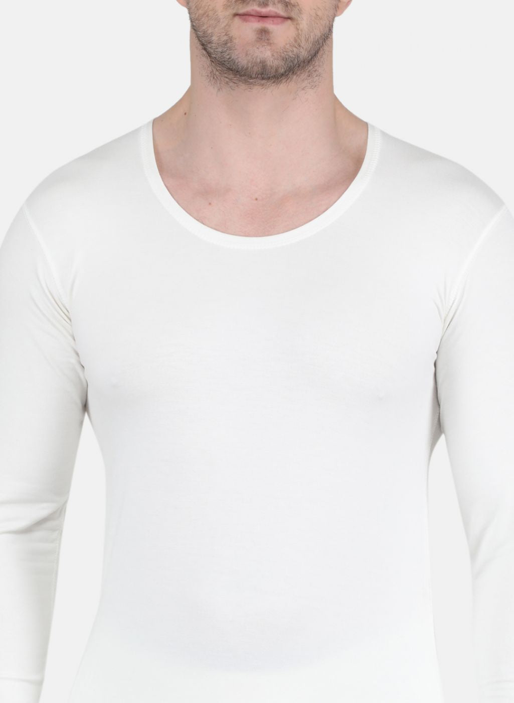 Men Off White Solid Thermal Vest