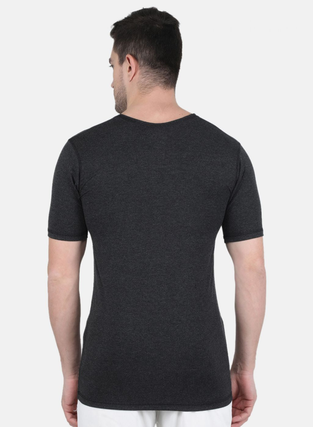 Men Grey Solid Thermal Vest