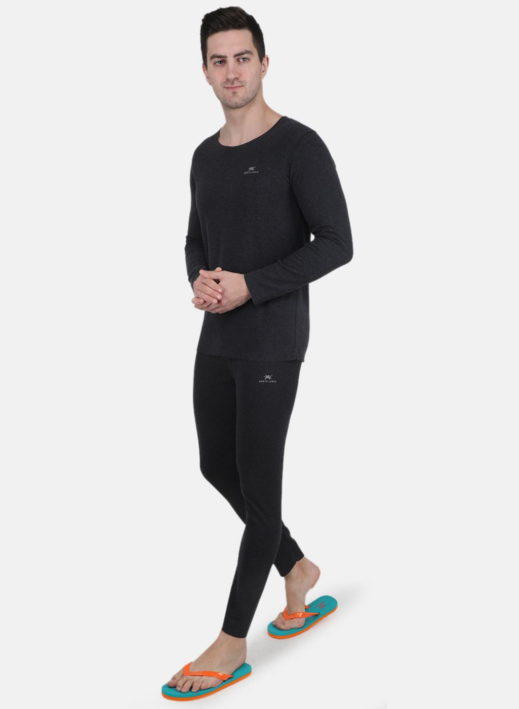 Men Grey Solid Thermal Lower Set