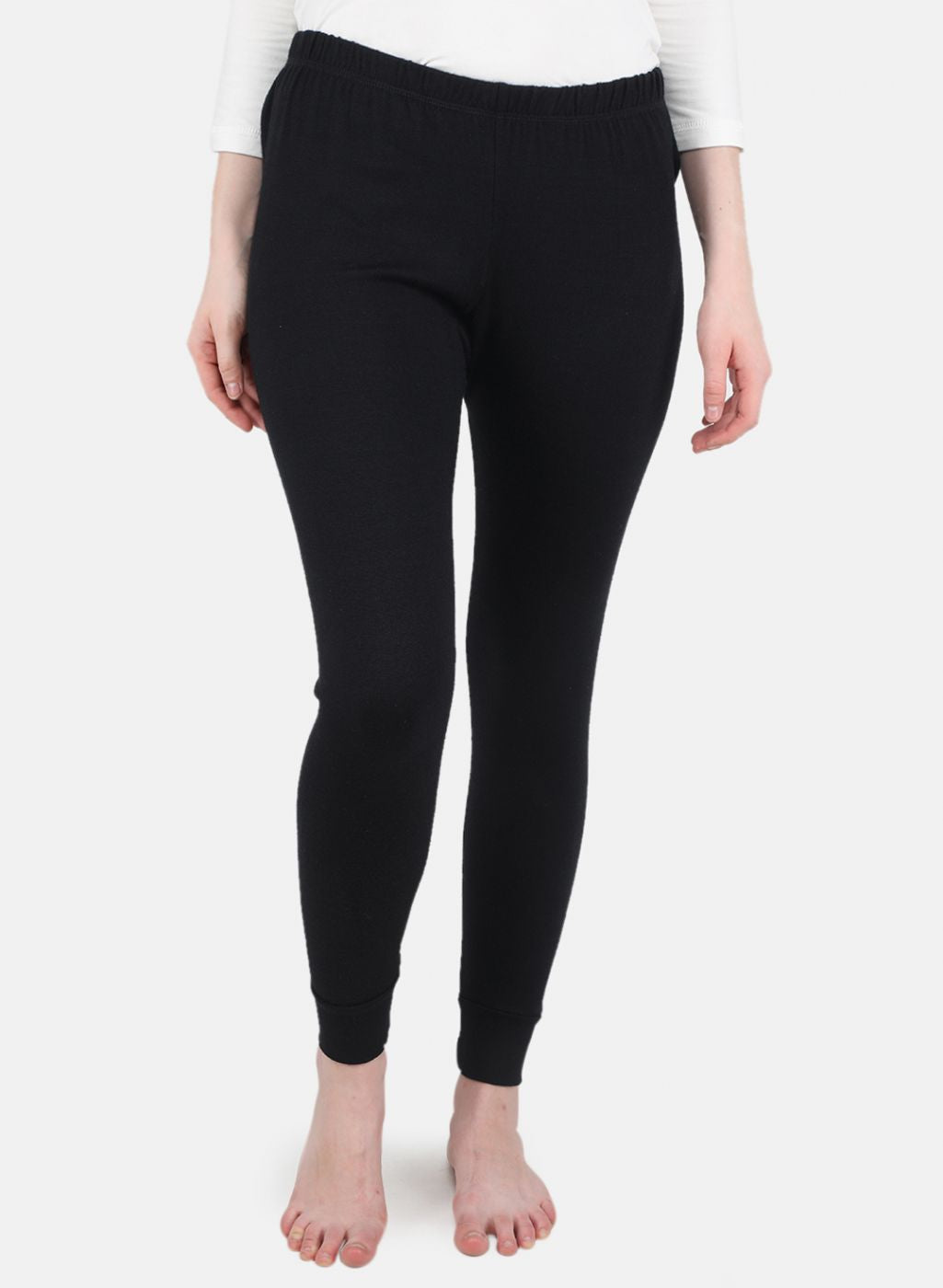 Women Black Solid Thermal Lower