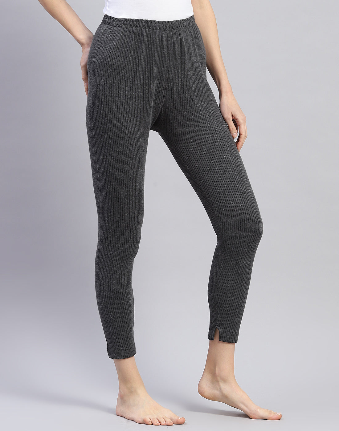 Women Grey Solid Thermal Lower