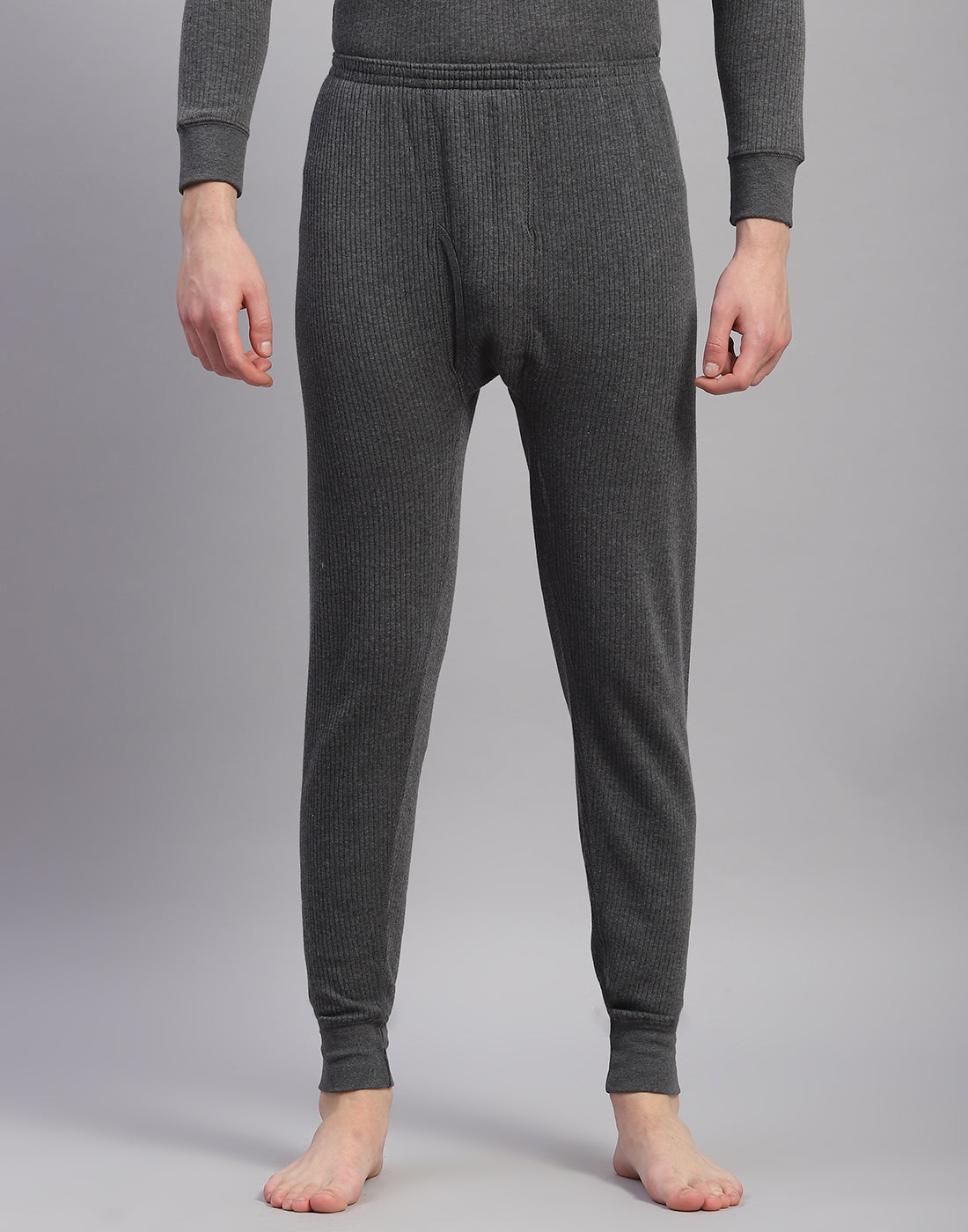 Men Grey Solid Thermal Lower