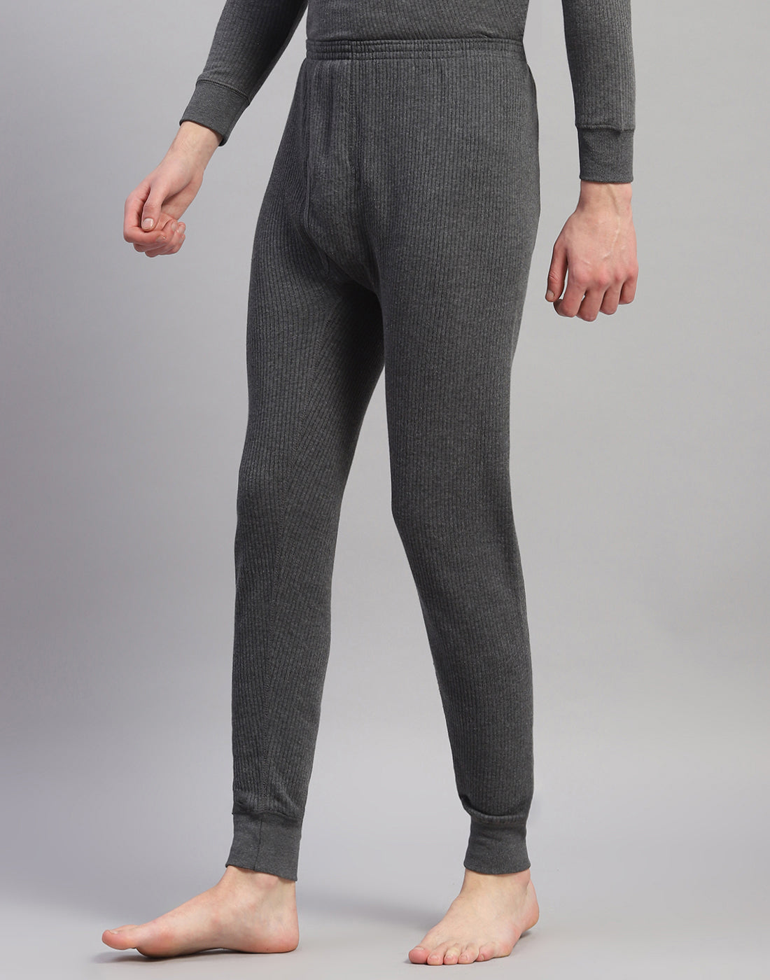 Men Grey Solid Thermal Lower