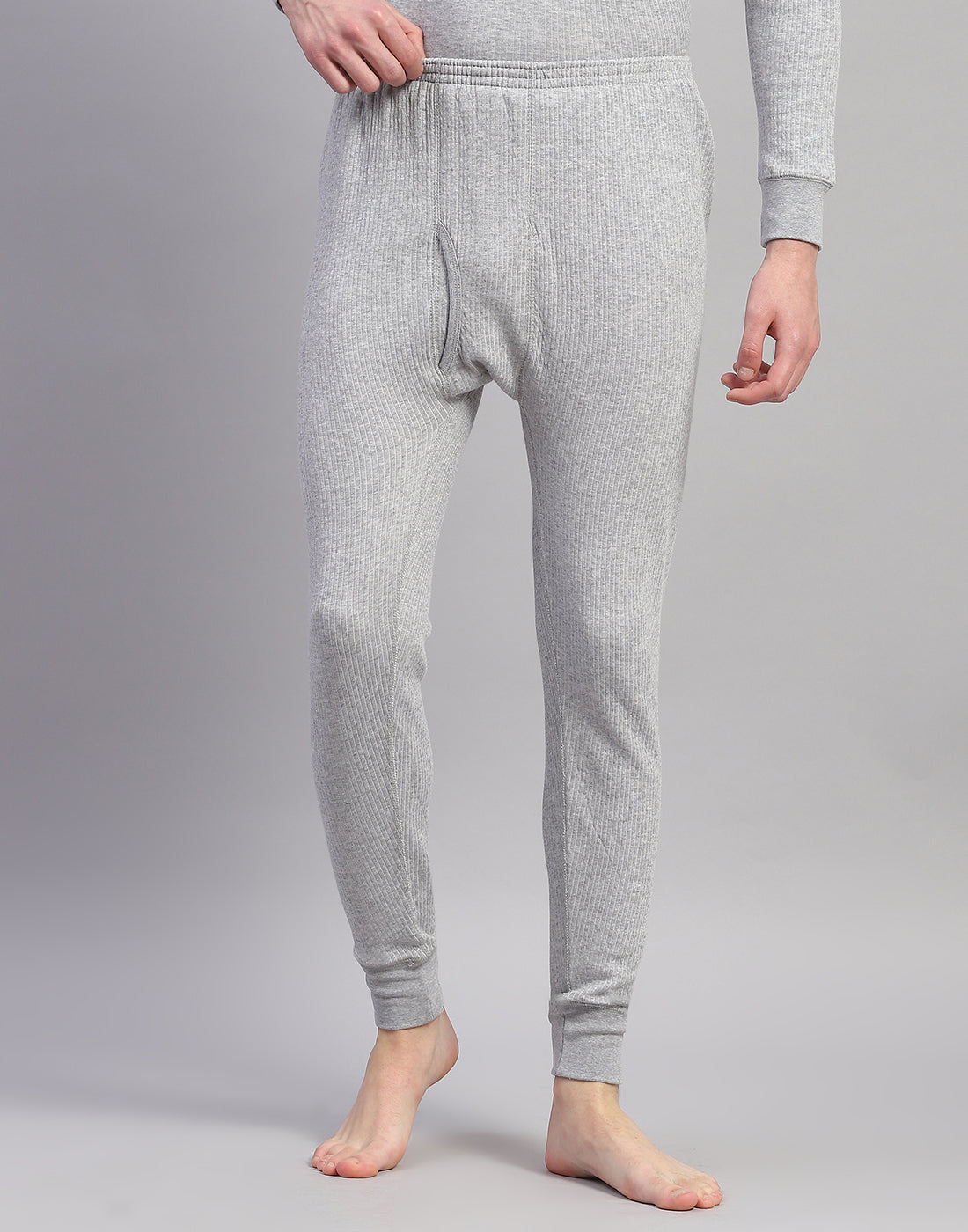 Men Grey Solid Thermal Lower