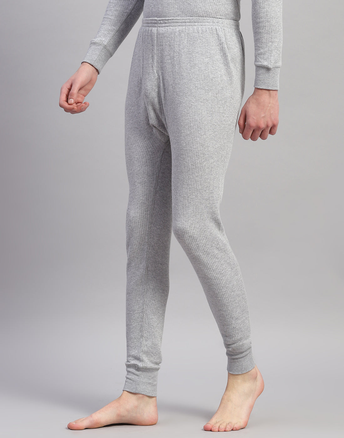 Men Grey Solid Thermal Lower
