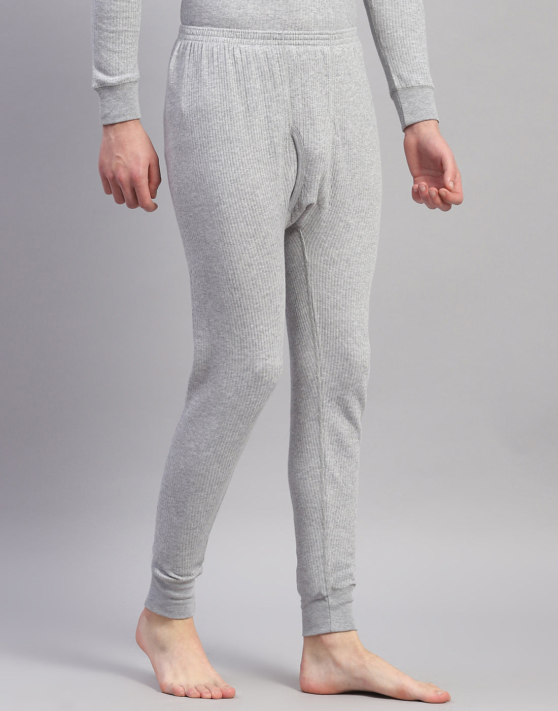 Men Grey Solid Thermal Lower