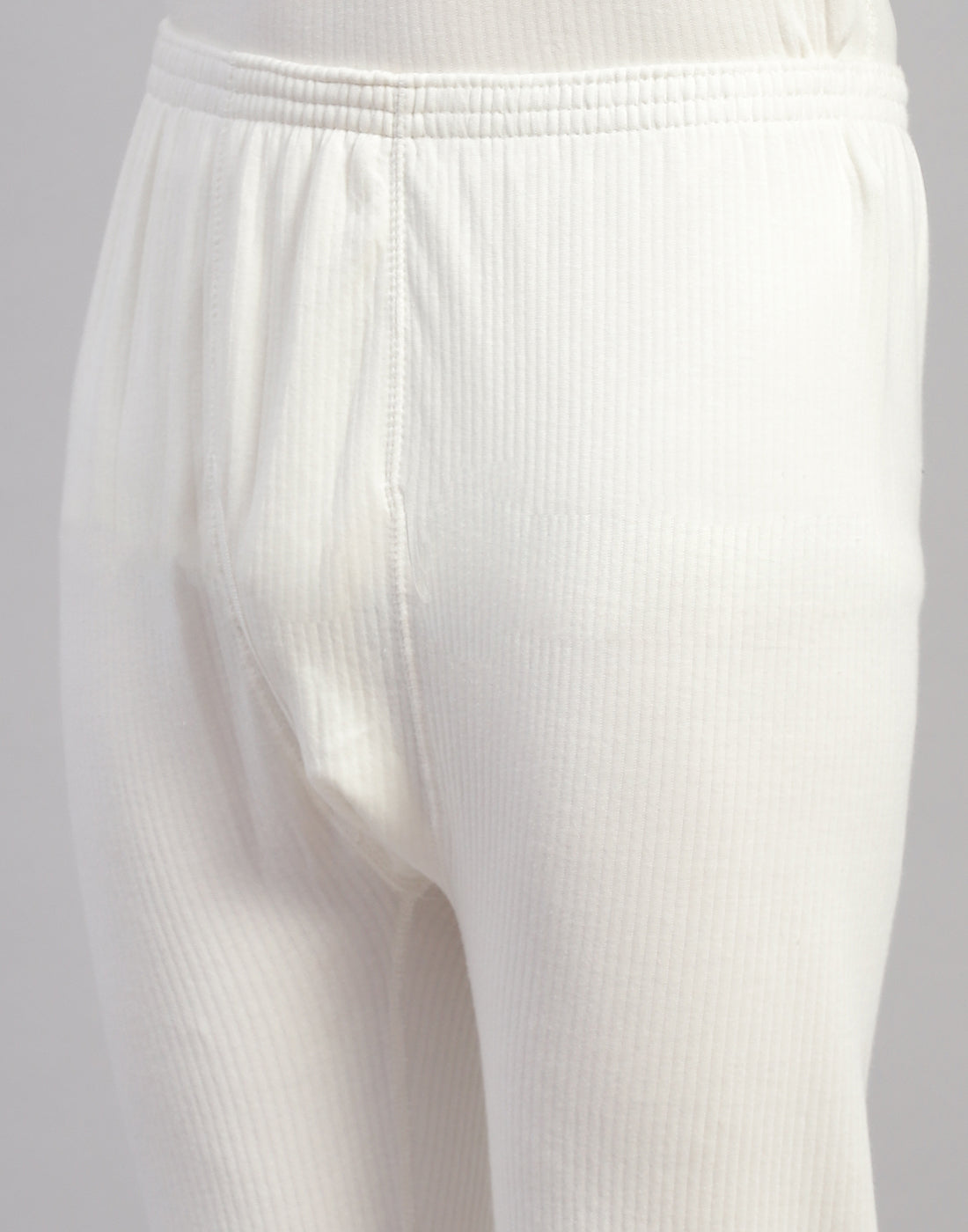 Men Off White Solid Thermal Lower