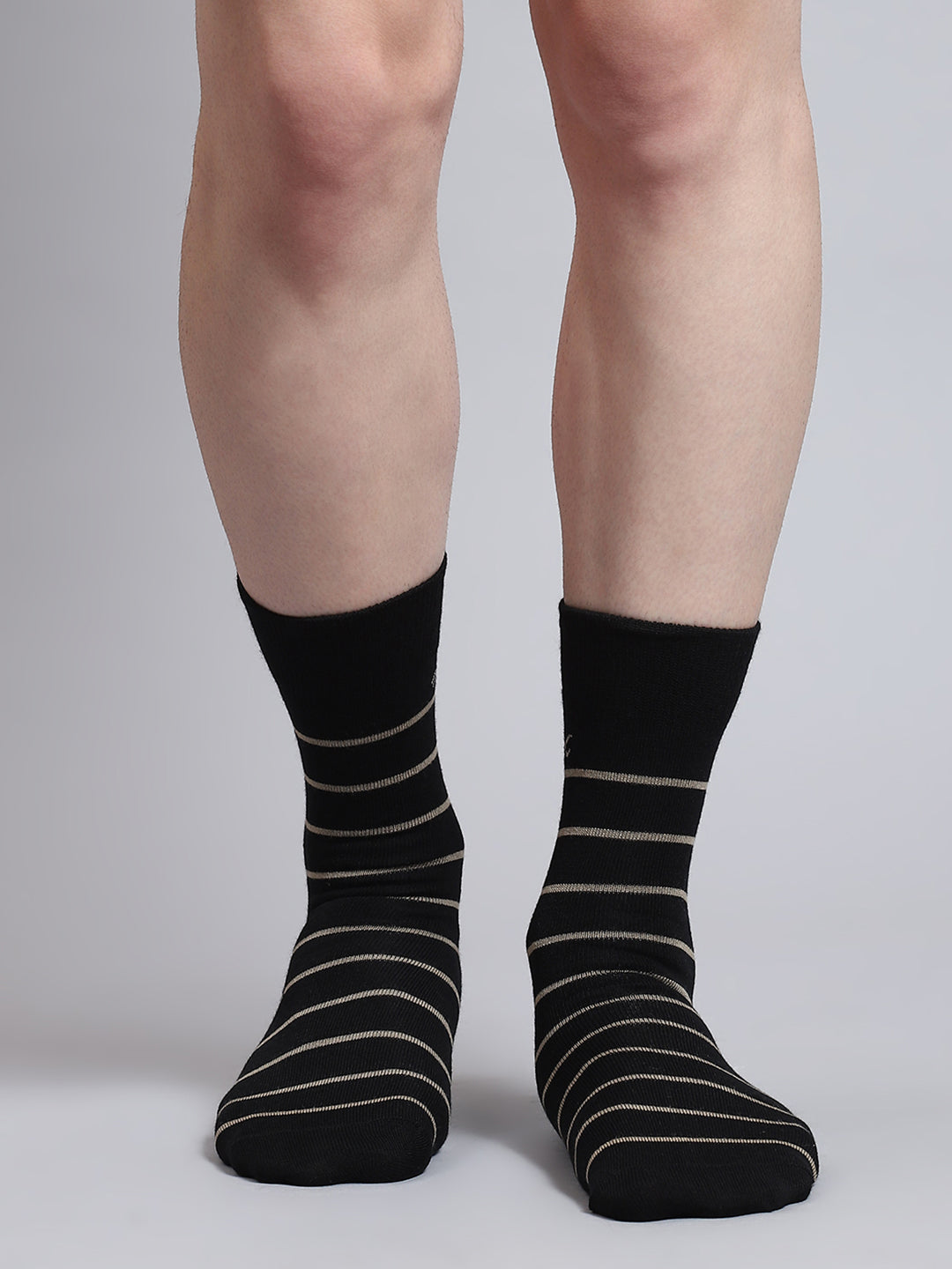 Men Pure Wool Stripe Mid Calf Length Socks (1 Pair)