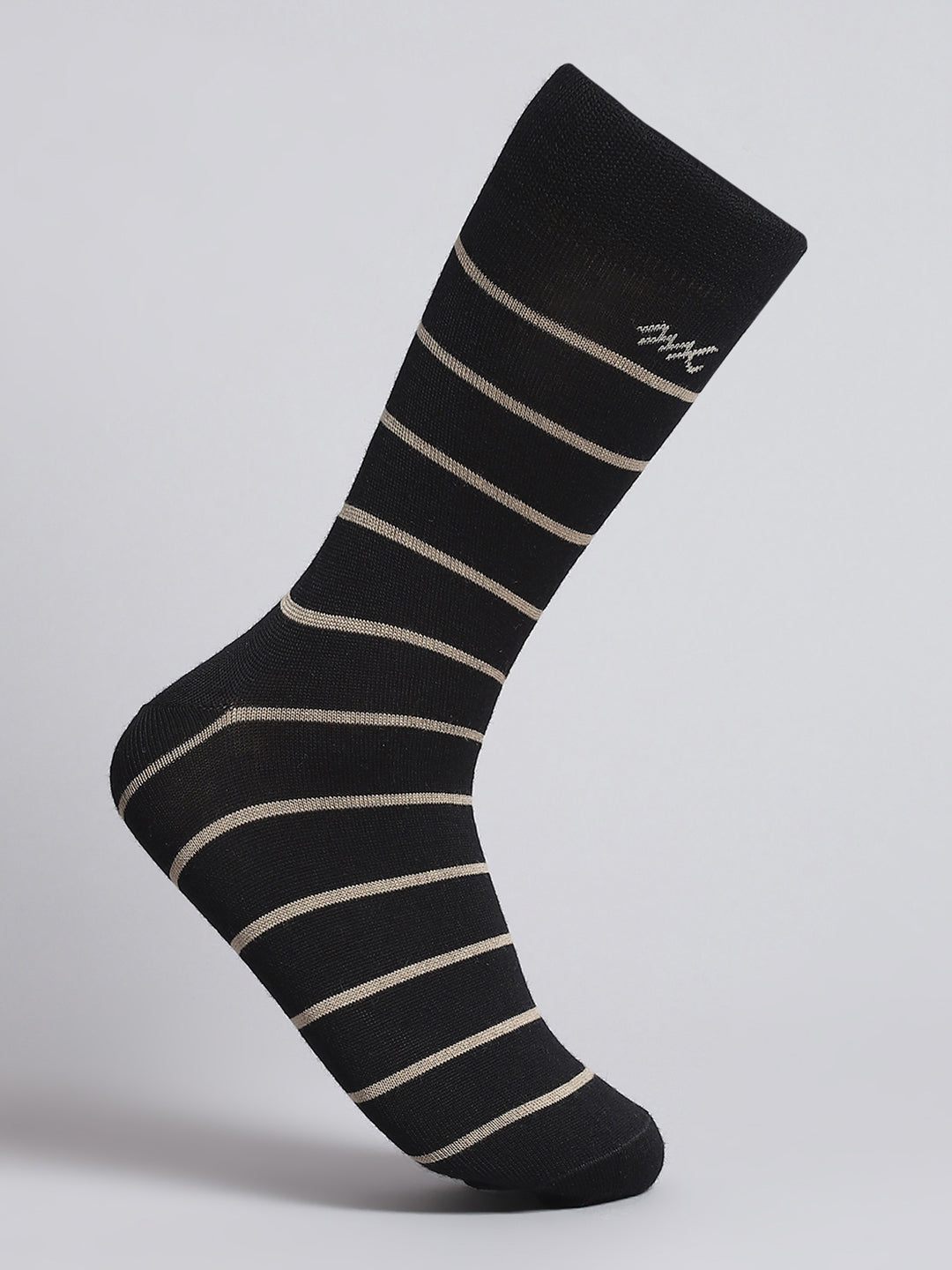 Men Pure Wool Stripe Mid Calf Length Socks (1 Pair)