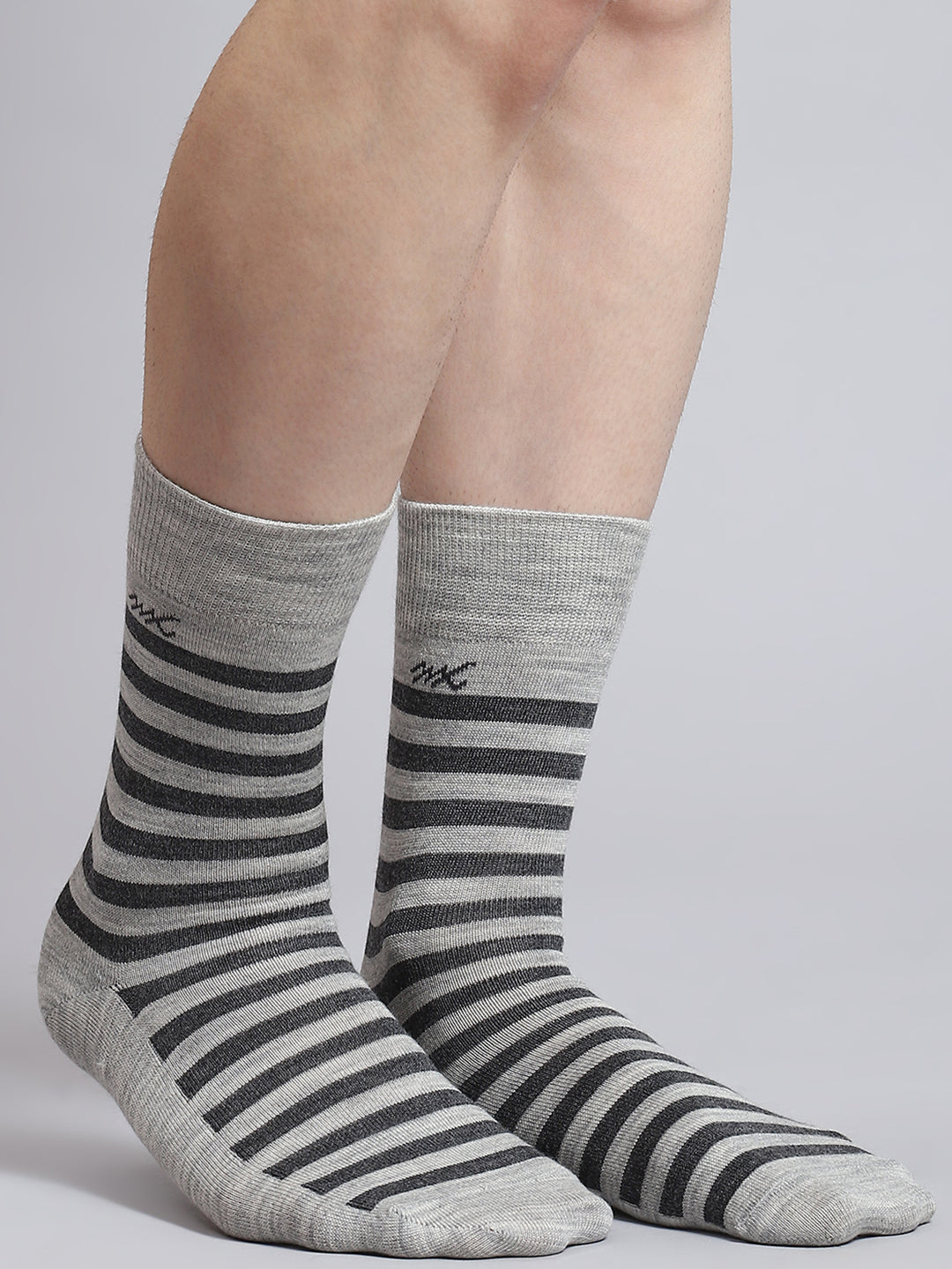 Men Pure Wool Stripe Mid Calf Length Socks (1 Pair)
