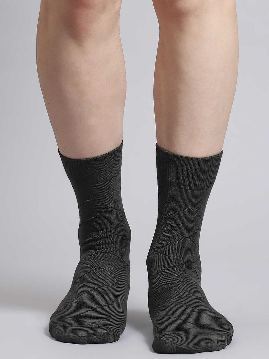 Men Pure Wool Self Design Mid Calf Length Socks (1 Pair)