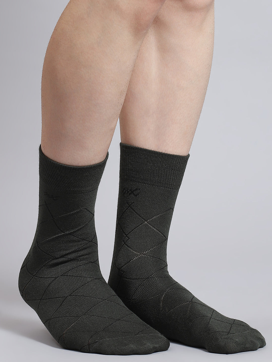 Men Pure Wool Self Design Mid Calf Length Socks (1 Pair)