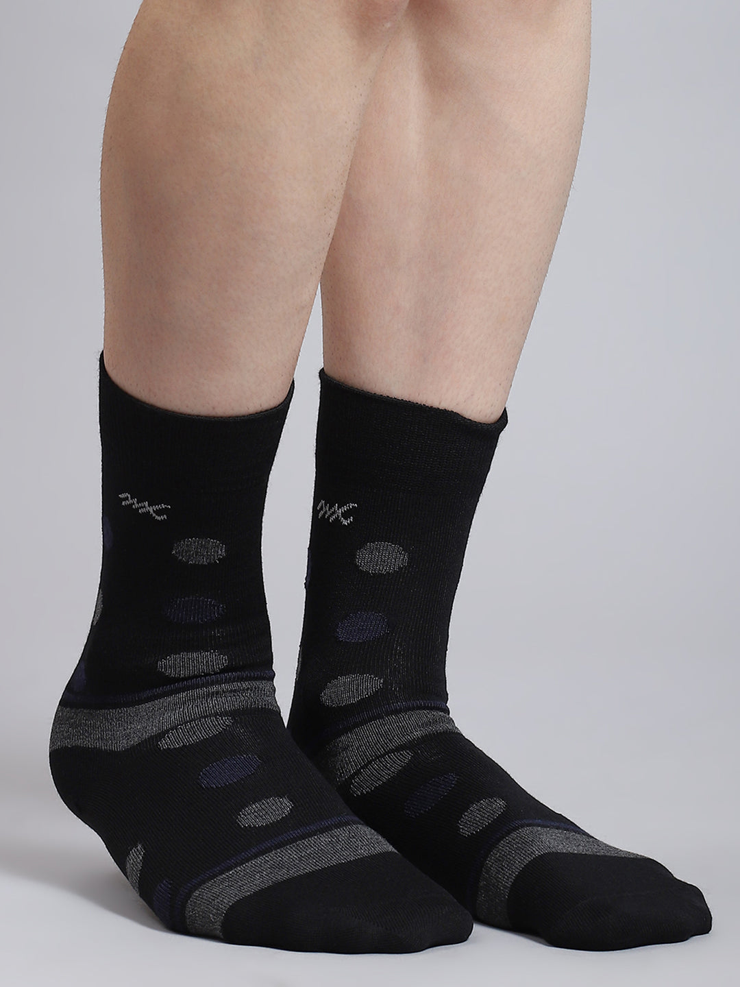 Men Pure Wool Printed Mid Calf Length Socks (1 Pair)