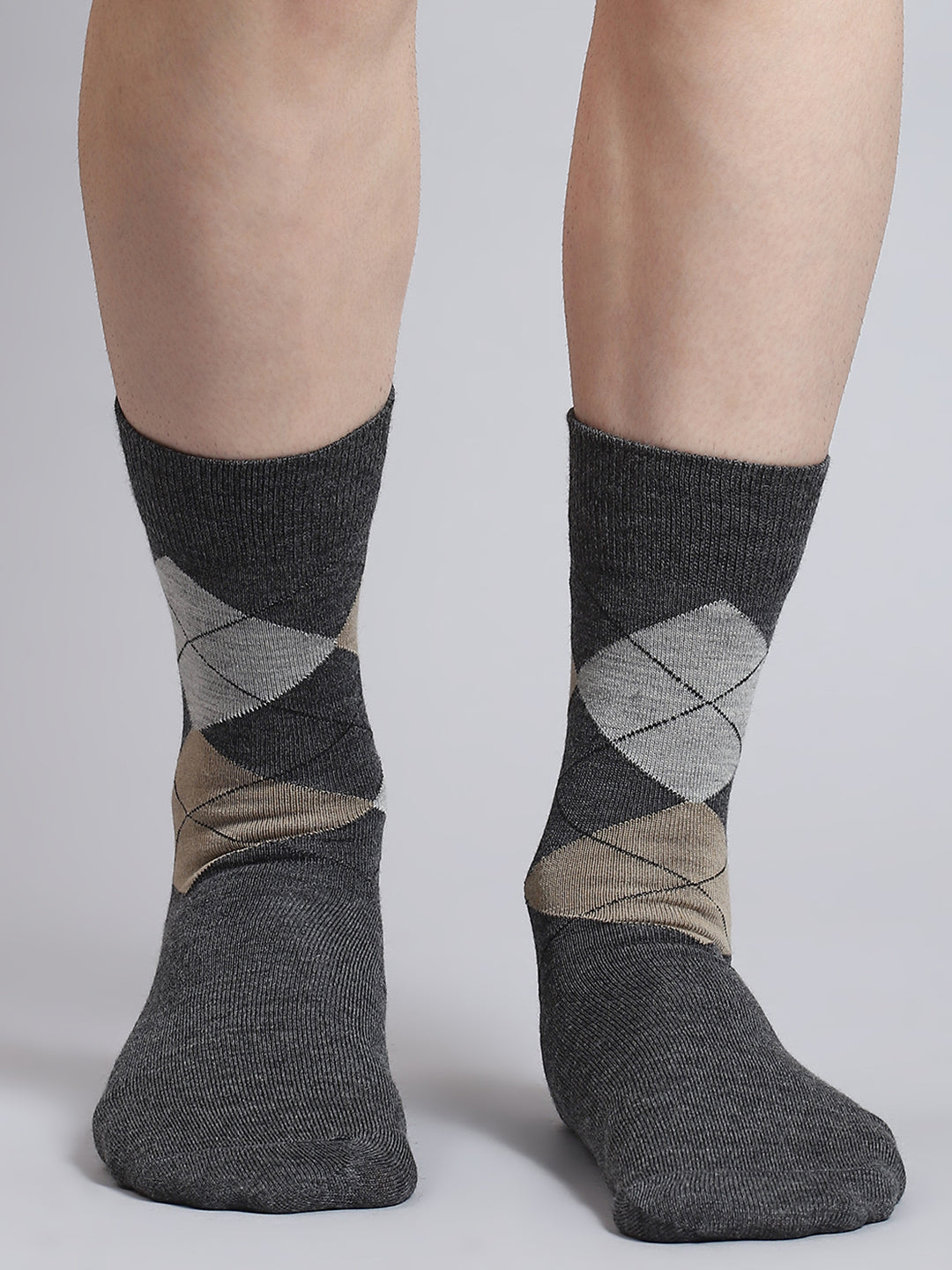 Men Pure Wool Printed Mid Calf Length Socks (1 Pair)