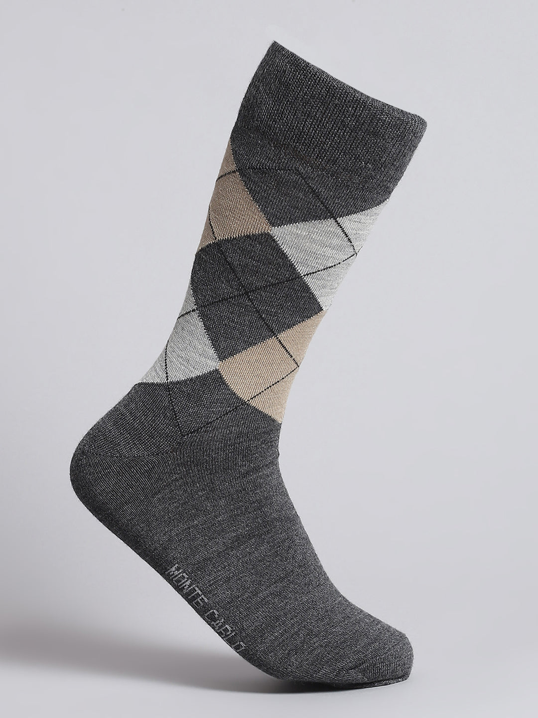 Men Pure Wool Printed Mid Calf Length Socks (1 Pair)