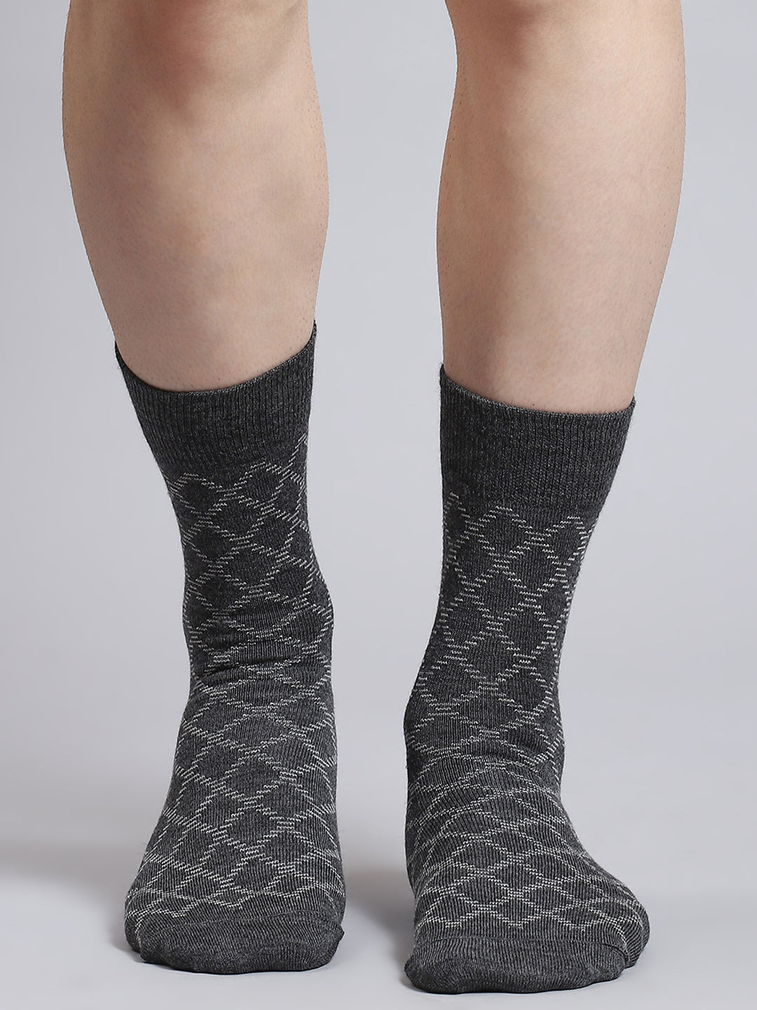 Men Pure Wool Self Design Mid Calf Length Socks (1 Pair)