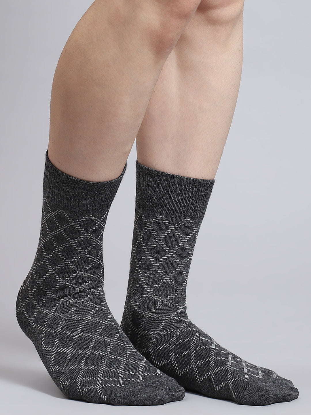 Men Pure Wool Self Design Mid Calf Length Socks (1 Pair)
