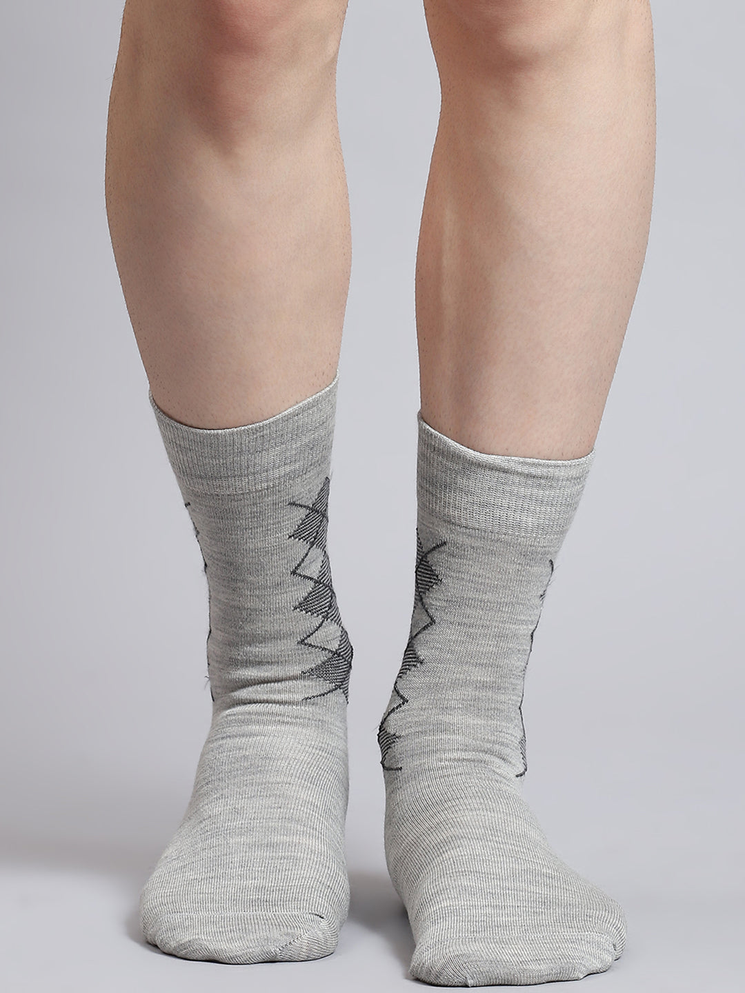 Men Pure Wool Self Design Mid Calf Length Socks (1 Pair)