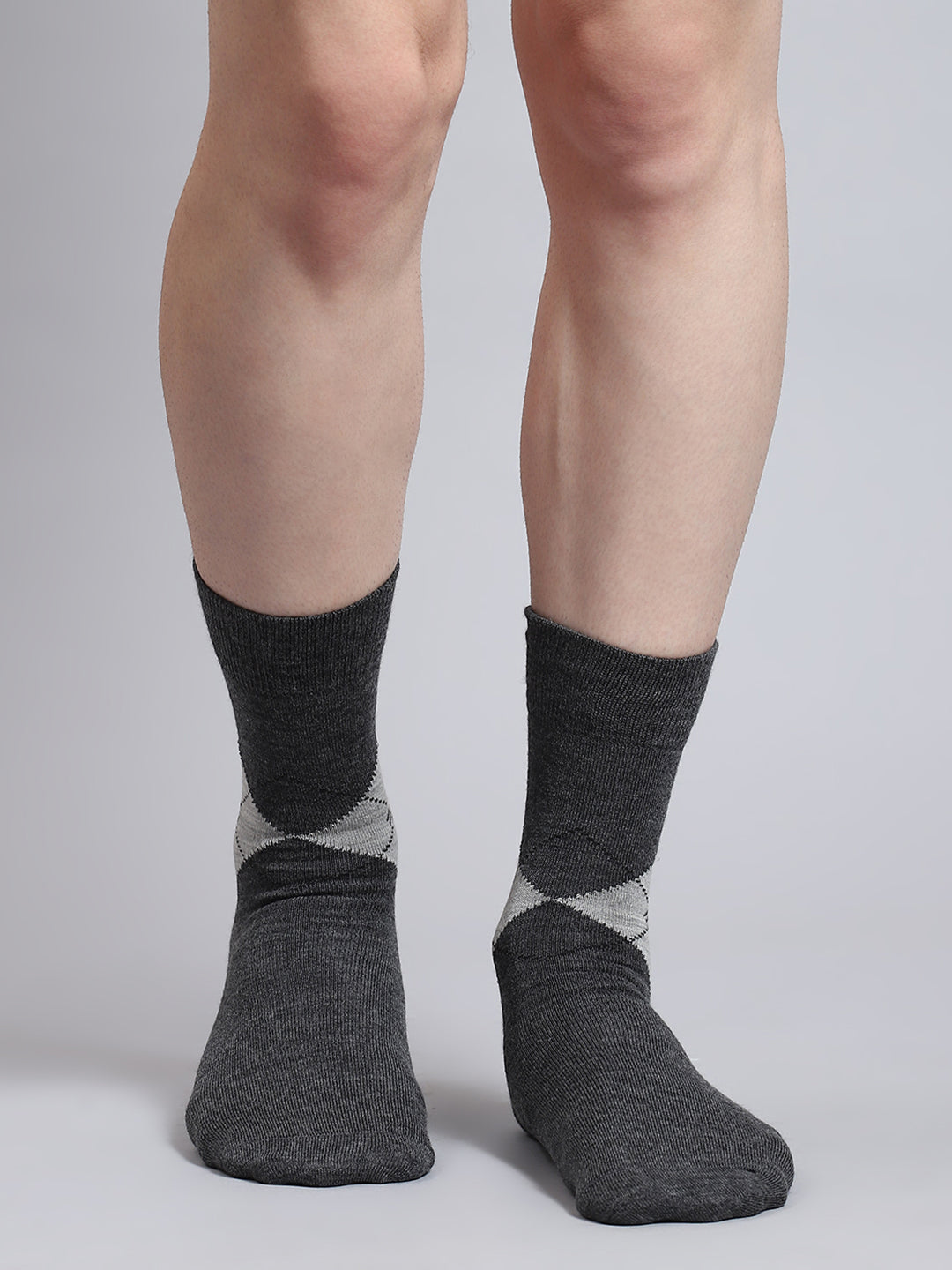 Men Pure Wool Self Design Mid Calf Length Socks (1 Pair)