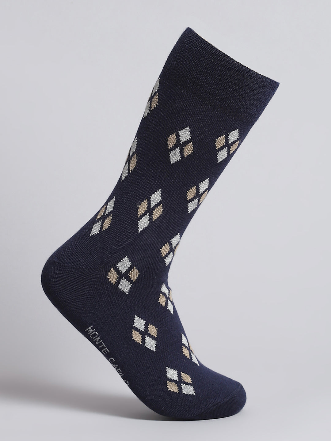 Men Pure Wool Printed Mid Calf Length Socks (1 Pair)