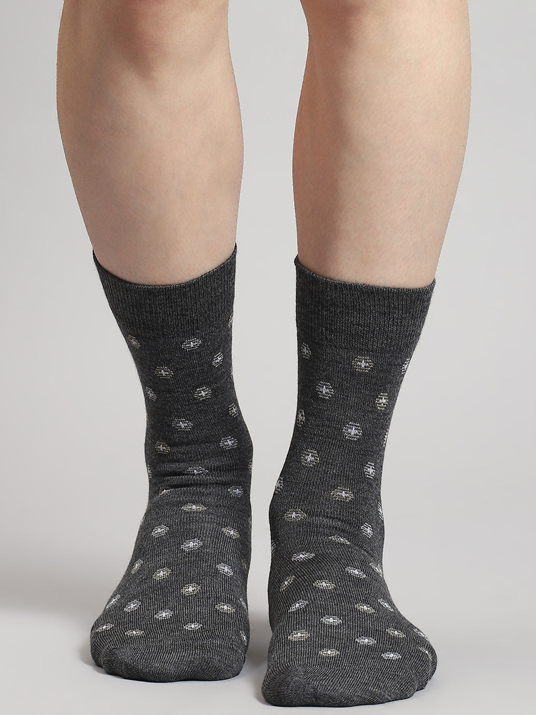 Men Pure Wool Printed Mid Calf Length Socks (1 Pair)
